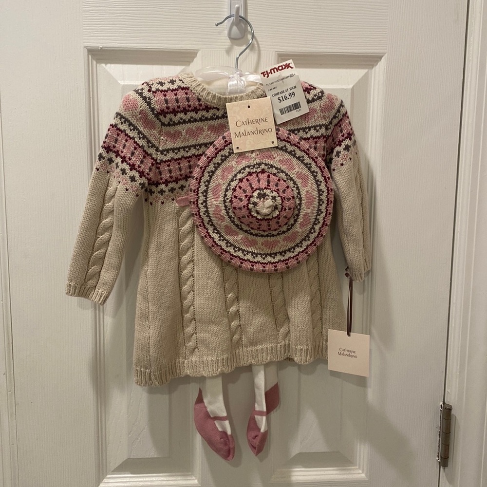 Catherine Malandrino Knit Dress with Beret and stockings!  NWT!